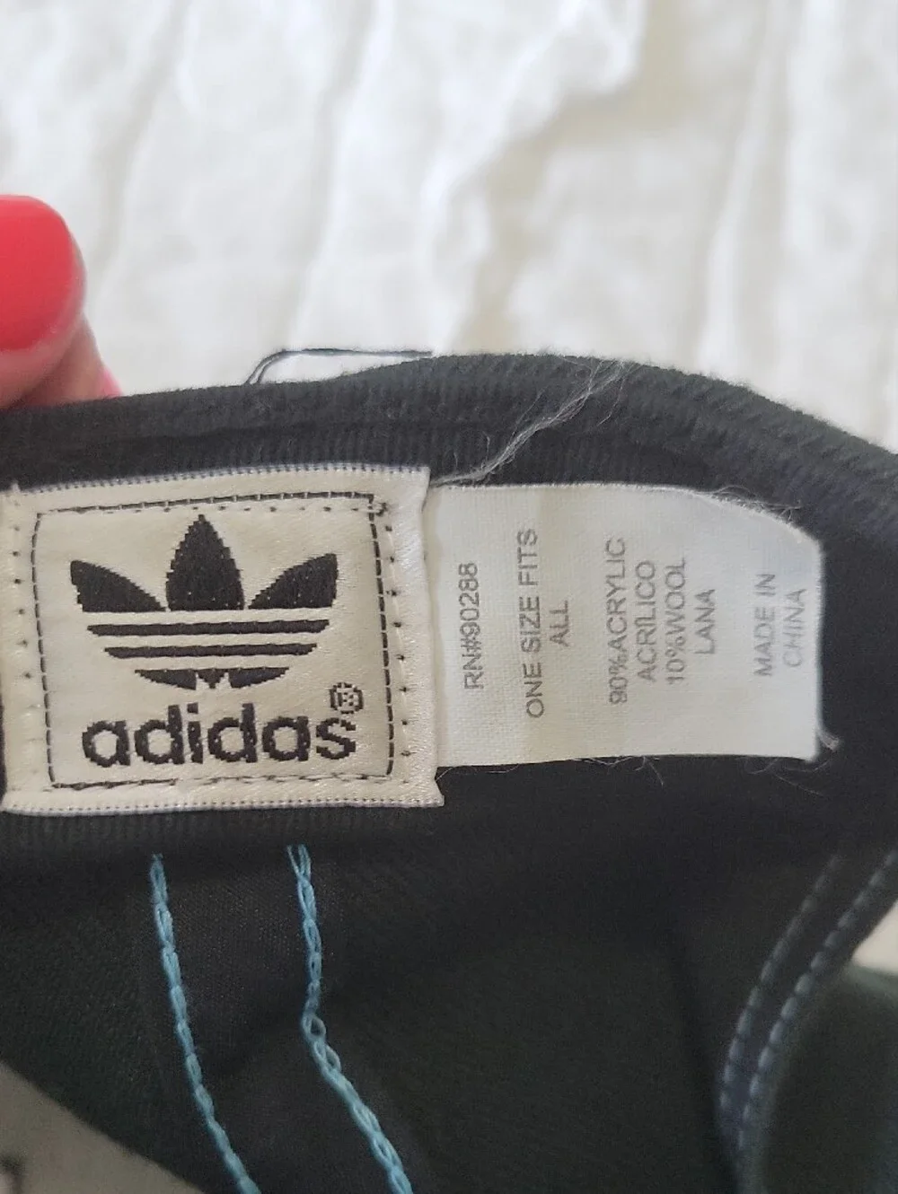 adidas Hat with Blue, White, & Black Trefoil Logo EUC Blue Stiches